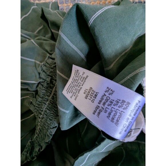 Coldwater Creek Wide Leg 12 Linen Blend Pants Pistachio Green Pinstriped - Picture 4 of 9